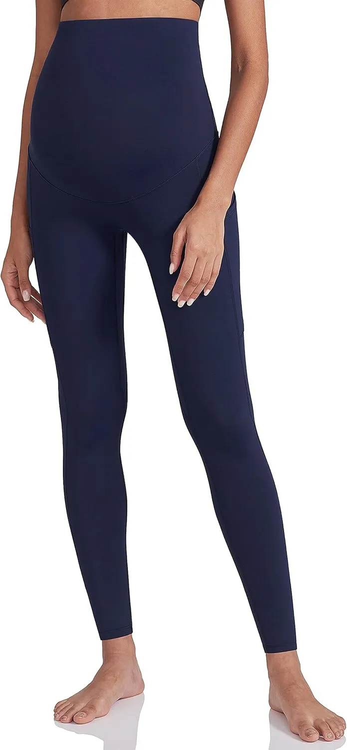 Enerful Women's Maternity Workout Leggings Over The Belly Pregnancy Active Wear Athletic Soft Yoga Pants with Pockets