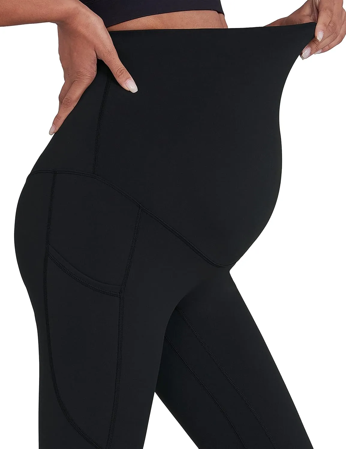 Enerful Women's Maternity Workout Leggings Over The Belly Pregnancy Active Wear Athletic Soft Yoga Pants with Pockets