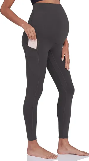 Enerful Women's Maternity Workout Leggings Over The Belly Pregnancy Active Wear Athletic Soft Yoga Pants with Pockets