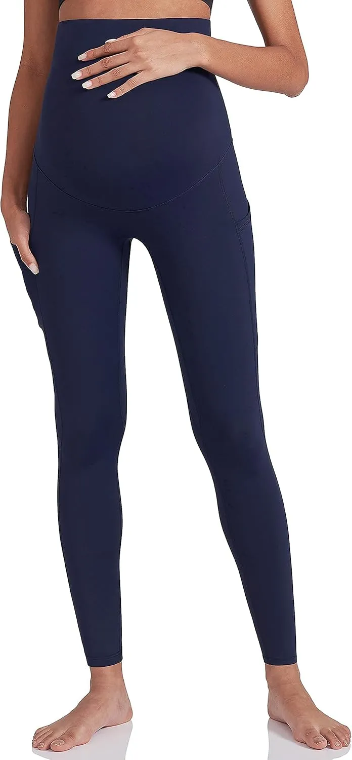 Enerful Women's Maternity Workout Leggings Over The Belly Pregnancy Active Wear Athletic Soft Yoga Pants with Pockets