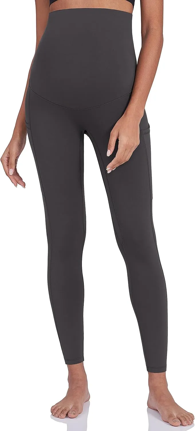 Enerful Women's Maternity Workout Leggings Over The Belly Pregnancy Active Wear Athletic Soft Yoga Pants with Pockets
