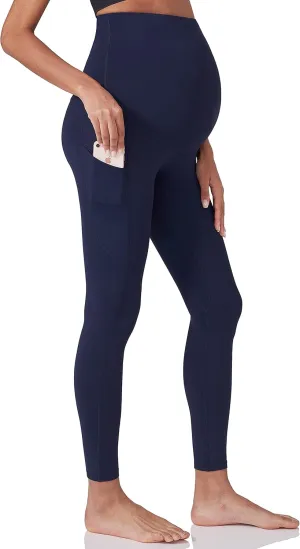 Enerful Women's Maternity Workout Leggings Over The Belly Pregnancy Active Wear Athletic Soft Yoga Pants with Pockets