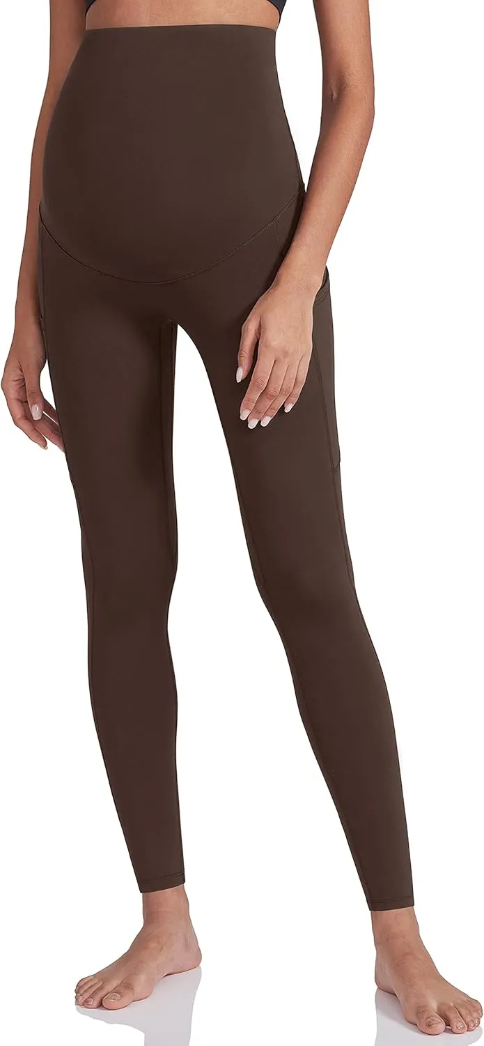 Enerful Women's Maternity Workout Leggings Over The Belly Pregnancy Active Wear Athletic Soft Yoga Pants with Pockets