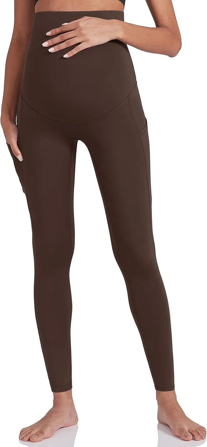 Enerful Women's Maternity Workout Leggings Over The Belly Pregnancy Active Wear Athletic Soft Yoga Pants with Pockets