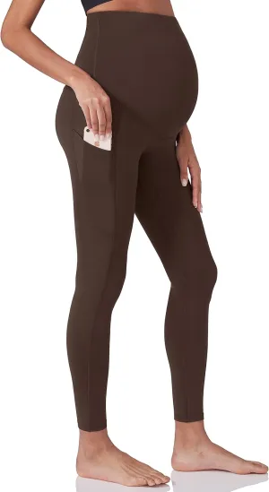 Enerful Women's Maternity Workout Leggings Over The Belly Pregnancy Active Wear Athletic Soft Yoga Pants with Pockets