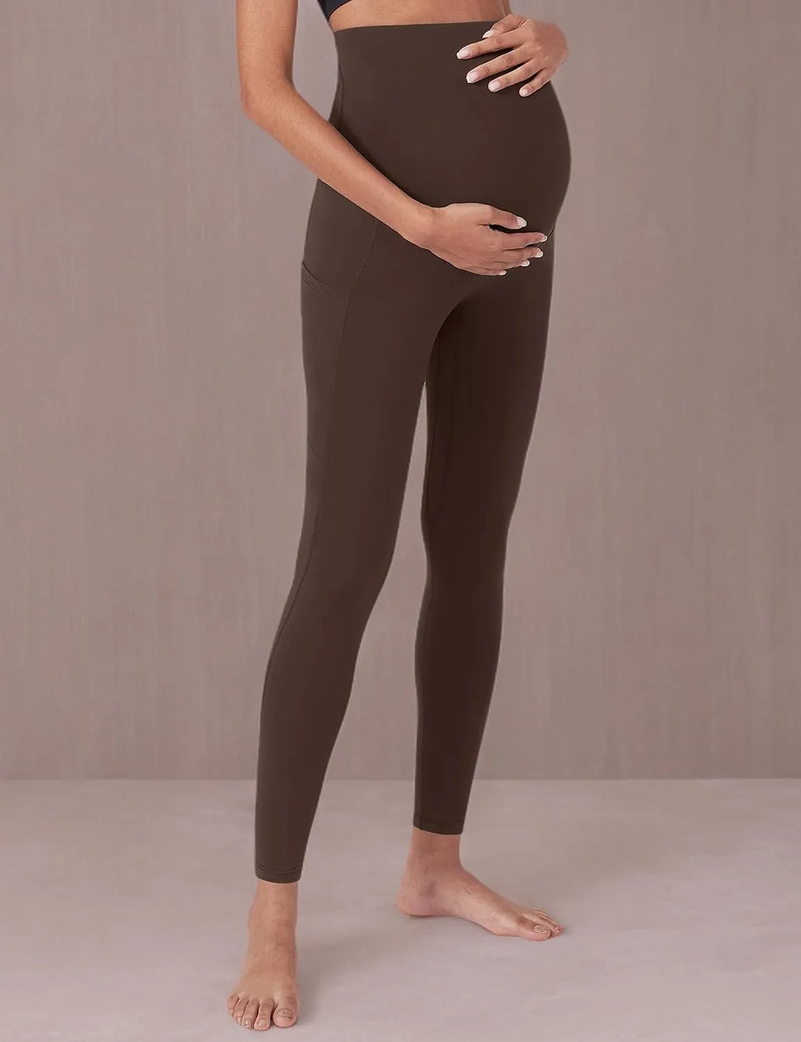 Enerful Women's Maternity Workout Leggings Over The Belly Pregnancy Active Wear Athletic Soft Yoga Pants with Pockets