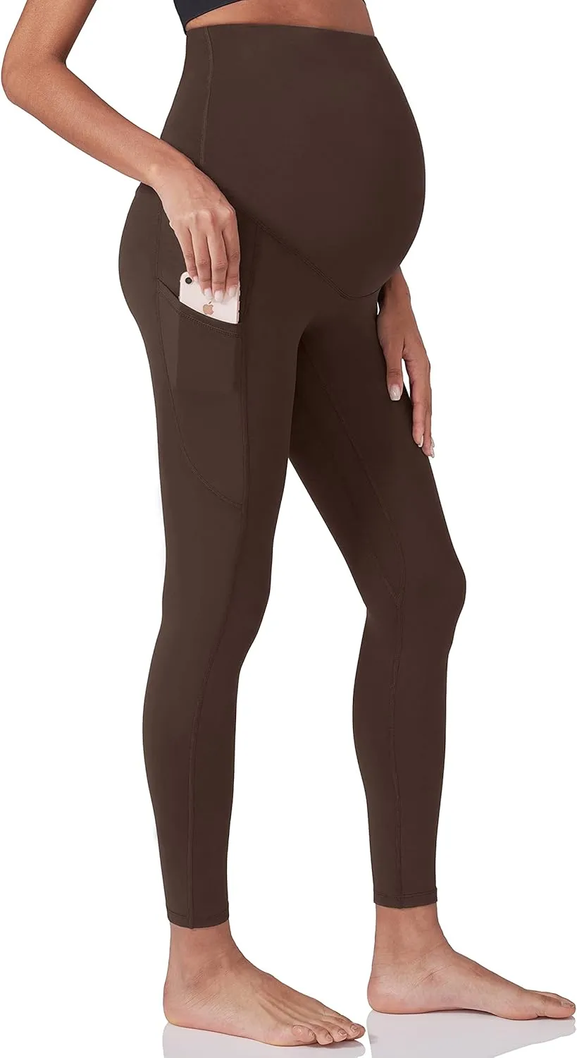 Enerful Women's Maternity Workout Leggings Over The Belly Pregnancy Active Wear Athletic Soft Yoga Pants with Pockets