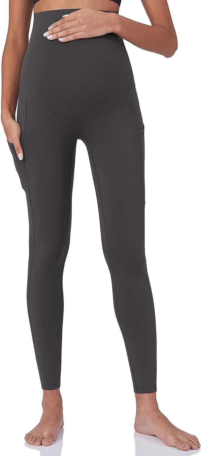 Enerful Women's Maternity Workout Leggings Over The Belly Pregnancy Active Wear Athletic Soft Yoga Pants with Pockets