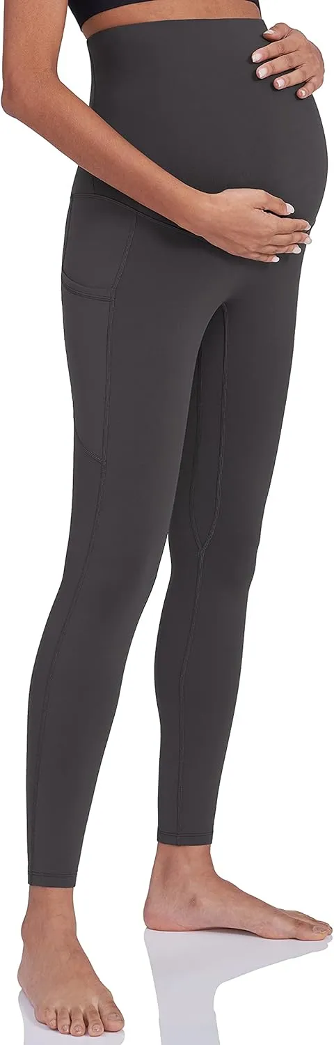 Enerful Women's Maternity Workout Leggings Over The Belly Pregnancy Active Wear Athletic Soft Yoga Pants with Pockets
