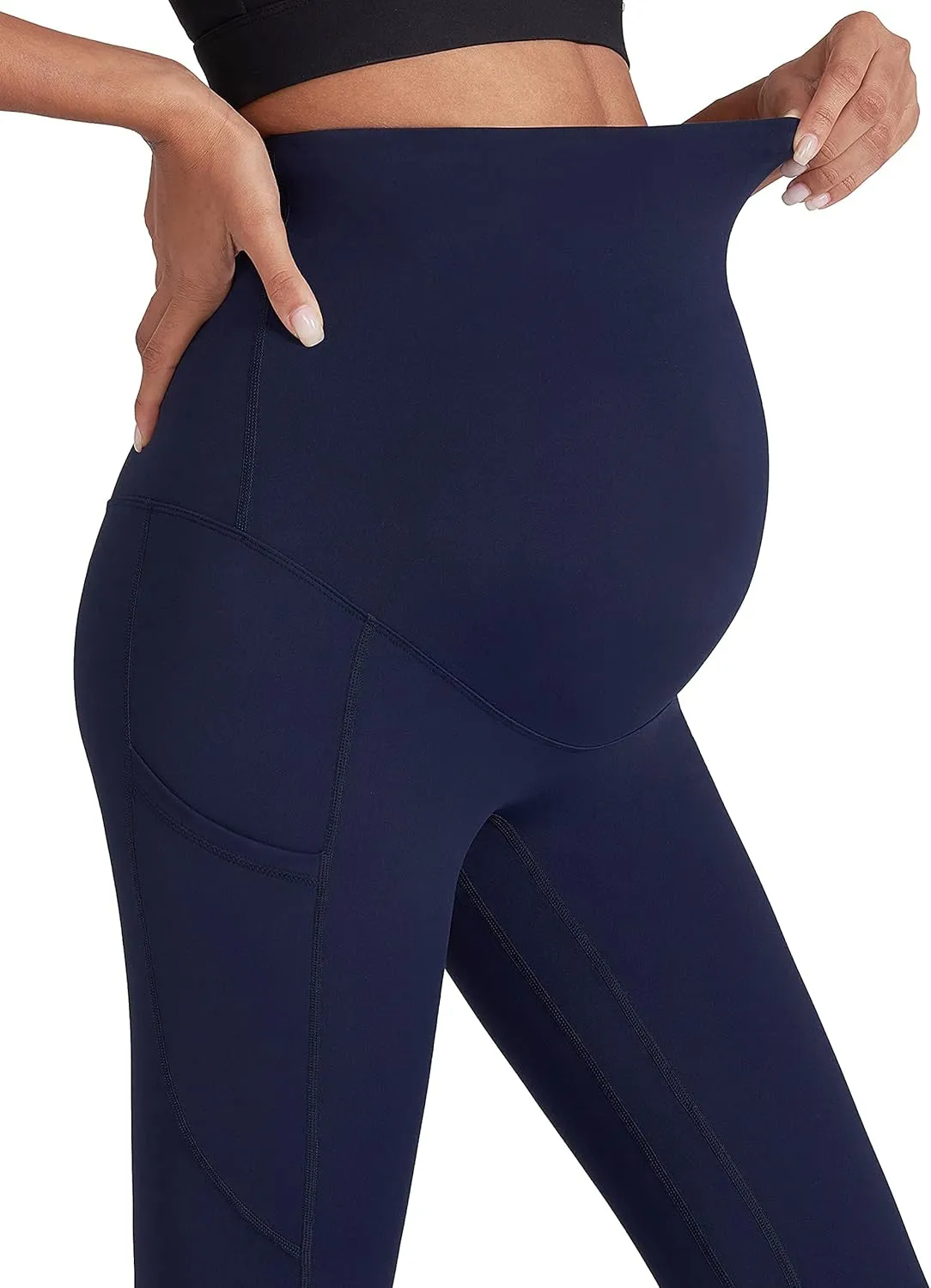 Enerful Women's Maternity Workout Leggings Over The Belly Pregnancy Active Wear Athletic Soft Yoga Pants with Pockets