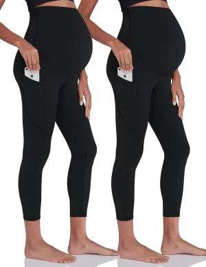 Enerful Women's Maternity Workout Leggings Over The Belly Pregnancy Active Wear Athletic Soft Yoga Pants with Pockets