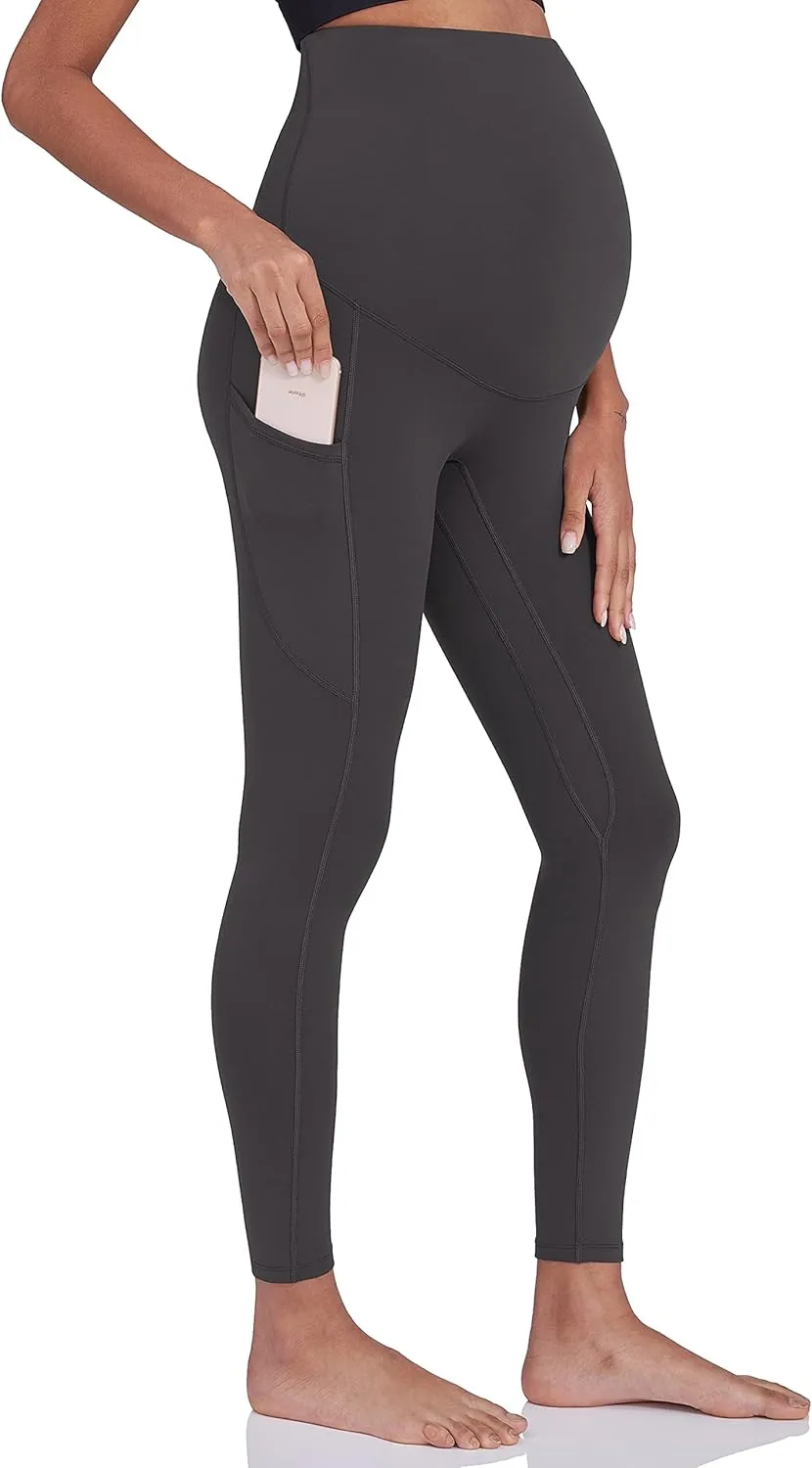 Enerful Women's Maternity Workout Leggings Over The Belly Pregnancy Active Wear Athletic Soft Yoga Pants with Pockets