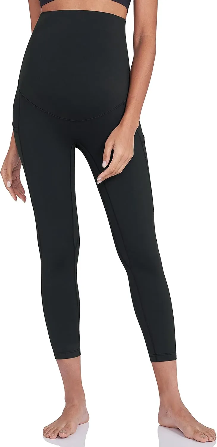 Enerful Women's Maternity Workout Leggings Over The Belly Pregnancy Active Wear Athletic Soft Yoga Pants with Pockets
