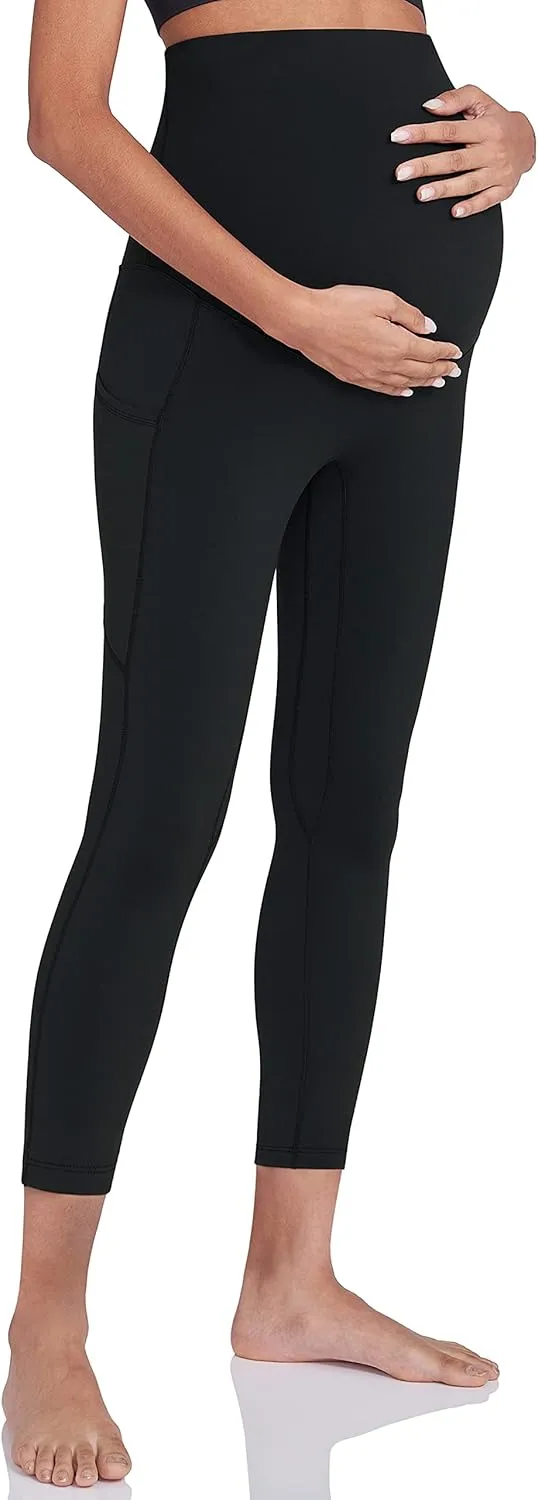 Enerful Women's Maternity Workout Leggings Over The Belly Pregnancy Active Wear Athletic Soft Yoga Pants with Pockets