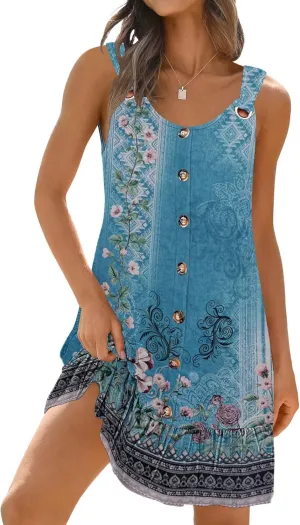 ETCYY Sundresses for Women 2025 Vacation Summer Dresses Beach Swim Suit Cover Ups Sleeveless Button Down Spring Sun Dress