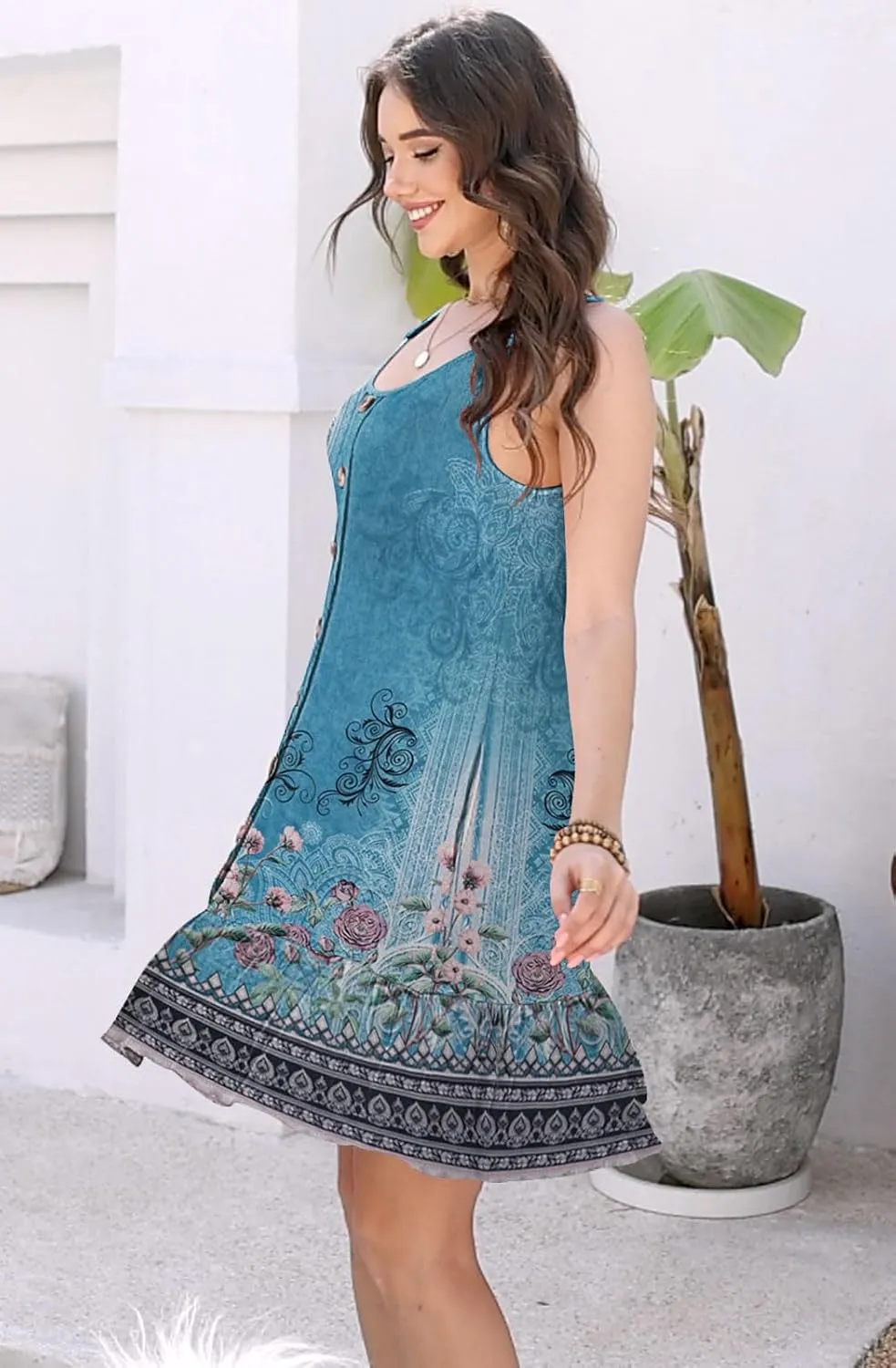 ETCYY Sundresses for Women 2025 Vacation Summer Dresses Beach Swim Suit Cover Ups Sleeveless Button Down Spring Sun Dress