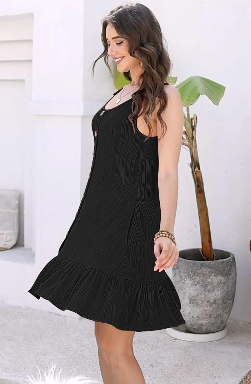 ETCYY Sundresses for Women 2025 Vacation Summer Dresses Beach Swim Suit Cover Ups Sleeveless Button Down Spring Sun Dress