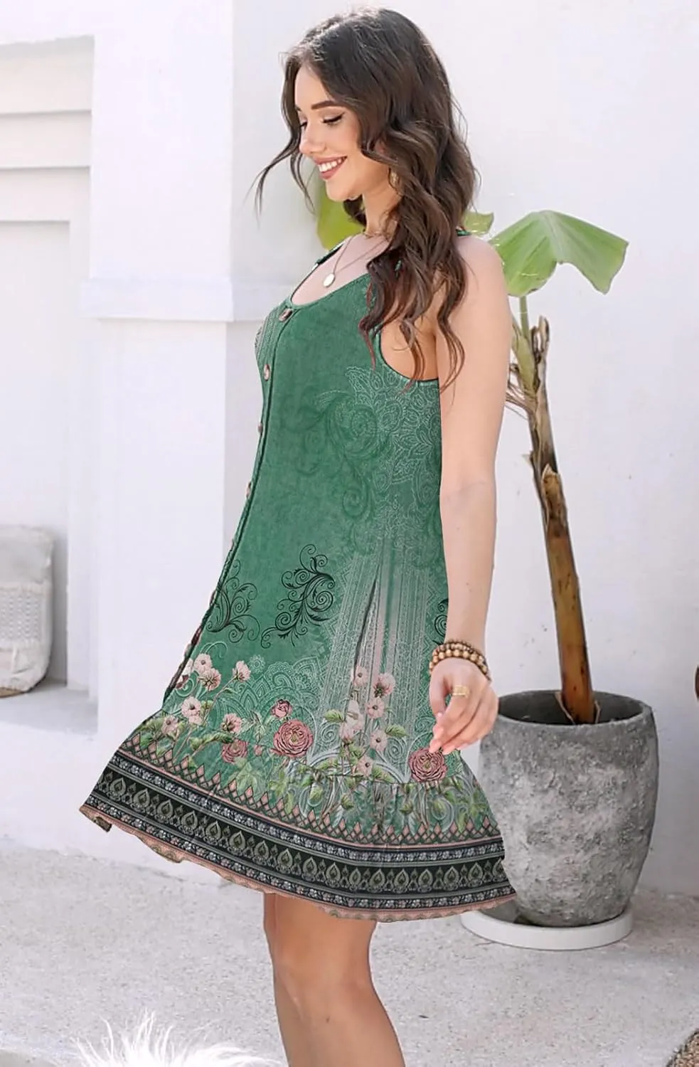 ETCYY Sundresses for Women 2025 Vacation Summer Dresses Beach Swim Suit Cover Ups Sleeveless Button Down Spring Sun Dress