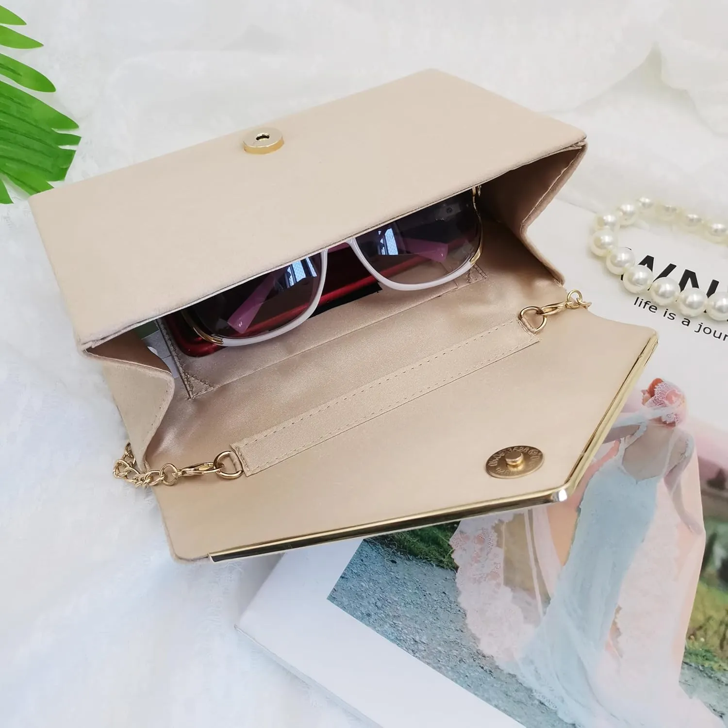 Evening Bags Women Clutch Purse Small Cute Classic Envelop Crossbody Handbag for Formal Wedding Party with Detachable Chain