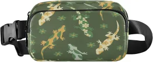 Fanny Packs for Women Men Ornate Lizards and Flowers Belt Bag Waterproof Fashion Waist Pack with Adjustable Strap Waist Bag Hip Bumbags for Running Workout Travel Hiking Cycling