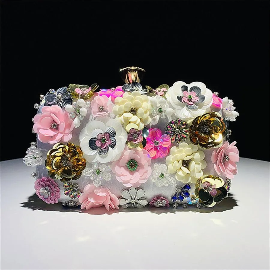 Fashion Dinner Bag Handmade Flower beaded Bag Banquet Wedding Party Bag Clutch bag Shoulder bag