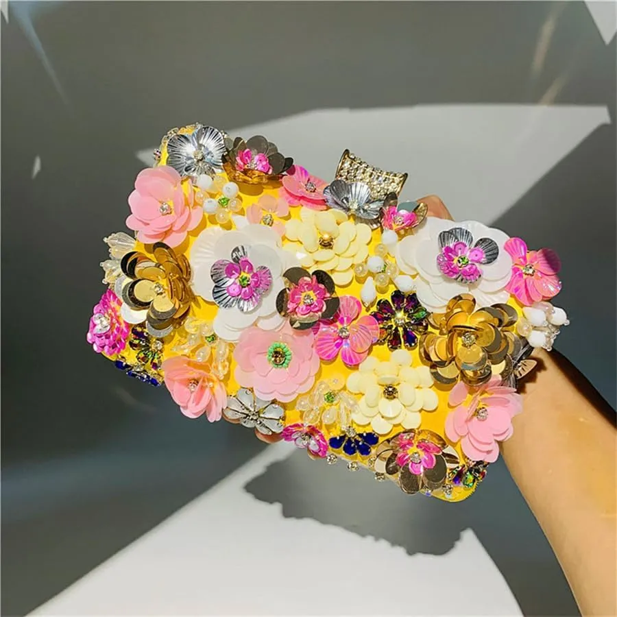Fashion Dinner Bag Handmade Flower beaded Bag Banquet Wedding Party Bag Clutch bag Shoulder bag
