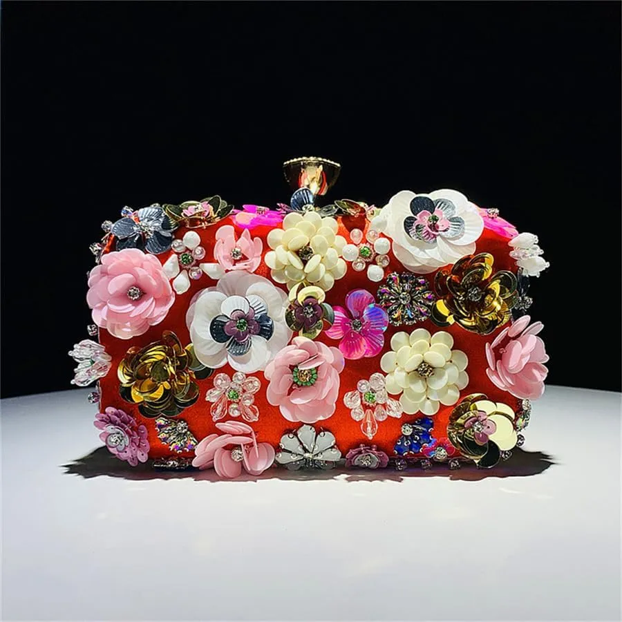 Fashion Dinner Bag Handmade Flower beaded Bag Banquet Wedding Party Bag Clutch bag Shoulder bag