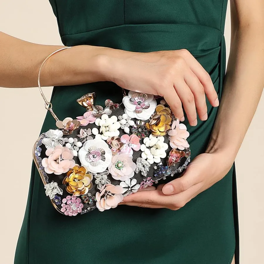 Fashion Dinner Bag Handmade Flower beaded Bag Banquet Wedding Party Bag Clutch bag Shoulder bag
