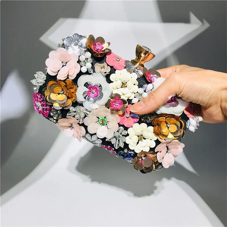 Fashion Dinner Bag Handmade Flower beaded Bag Banquet Wedding Party Bag Clutch bag Shoulder bag