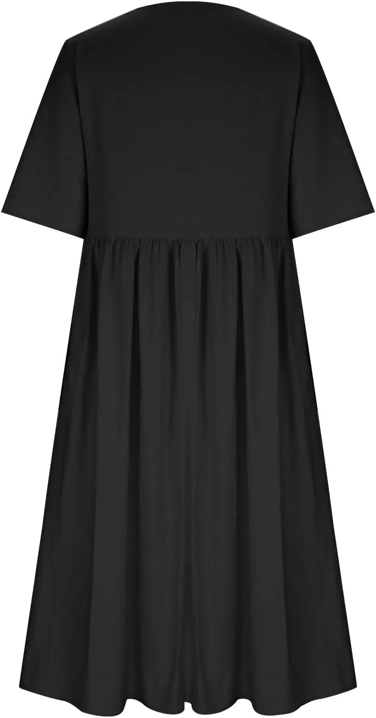 Finelylove Tshirt Dress for Women 2025 Casual Plus Size Summer Midi Boho Dresses Floral Print Loose Flowy Long Sundress