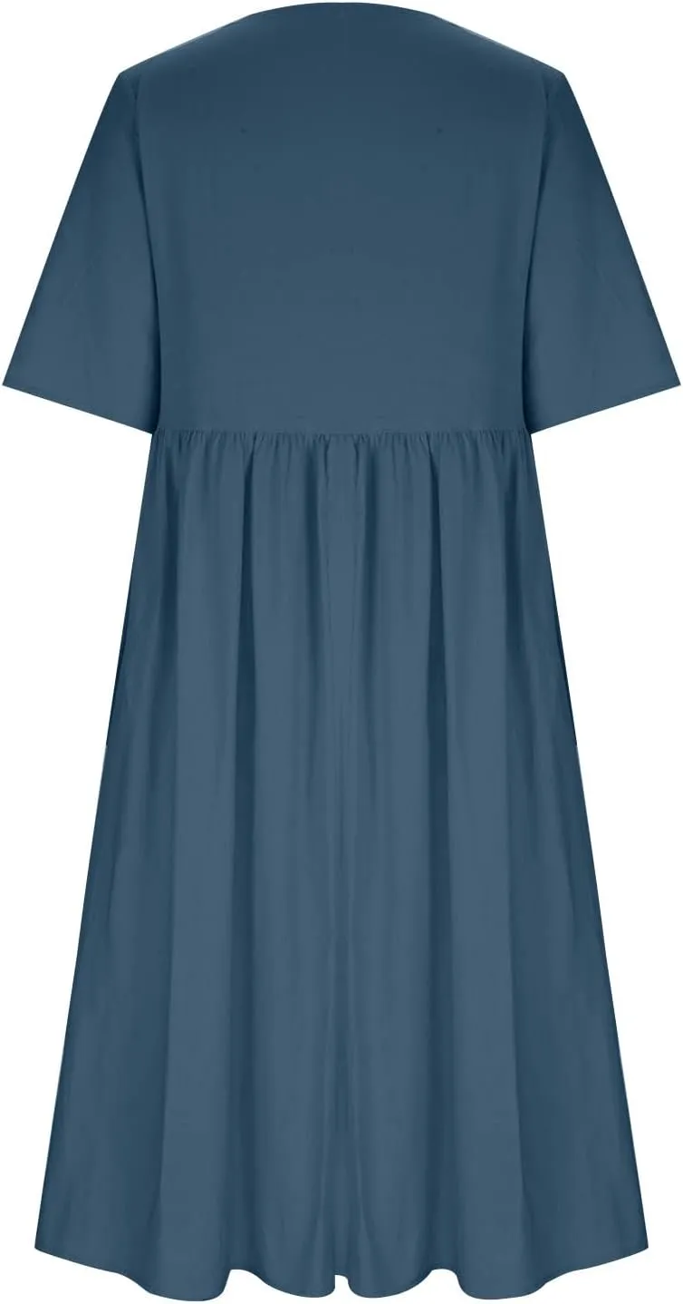 Finelylove Tshirt Dress for Women 2025 Casual Plus Size Summer Midi Boho Dresses Floral Print Loose Flowy Long Sundress