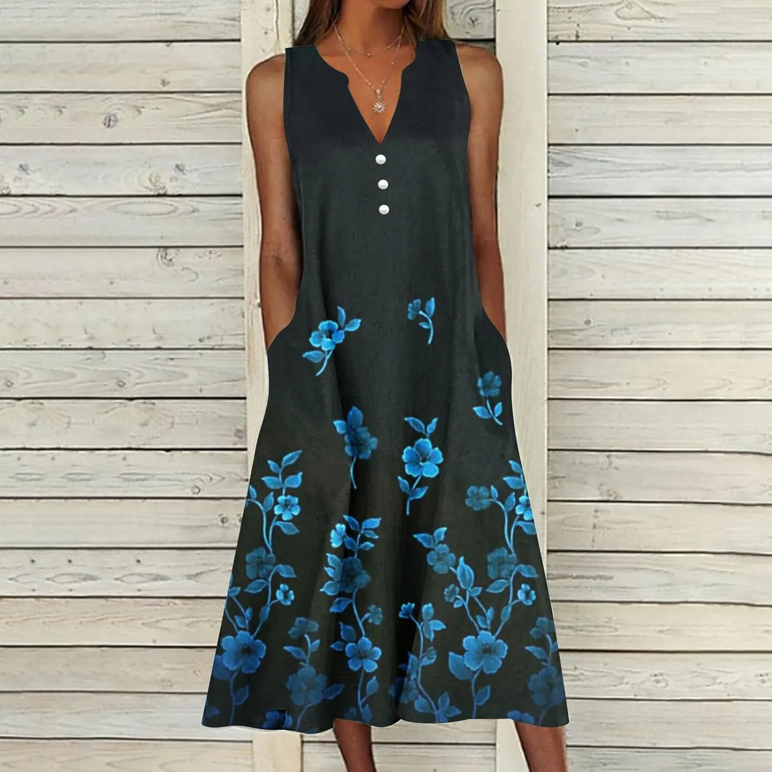 Finelylove Womens Summer Maxi Dresses 2025 Trendy Flowy A Line Beach Floral Plus Size Sundress Loose Fit Boho Long Dress
