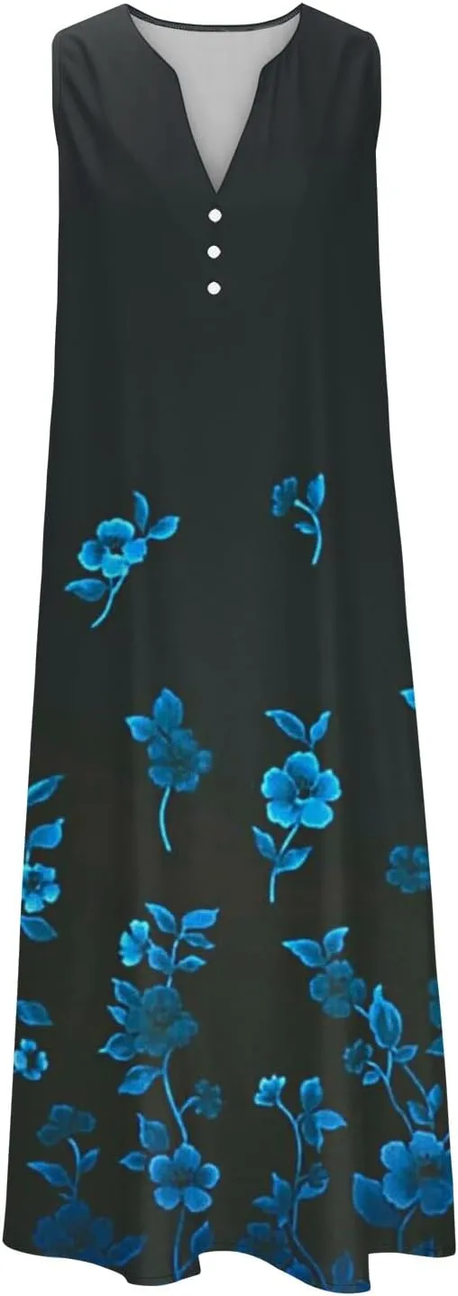 Finelylove Womens Summer Maxi Dresses 2025 Trendy Flowy A Line Beach Floral Plus Size Sundress Loose Fit Boho Long Dress