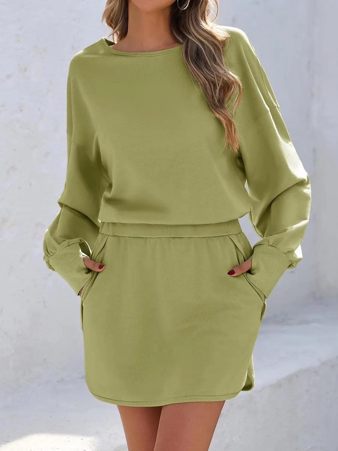 Fisoew Womens Long Sleeve Athletic Dress Backless Keyhole Built-in Shorts Oversized Workout Active Skort Dresses
