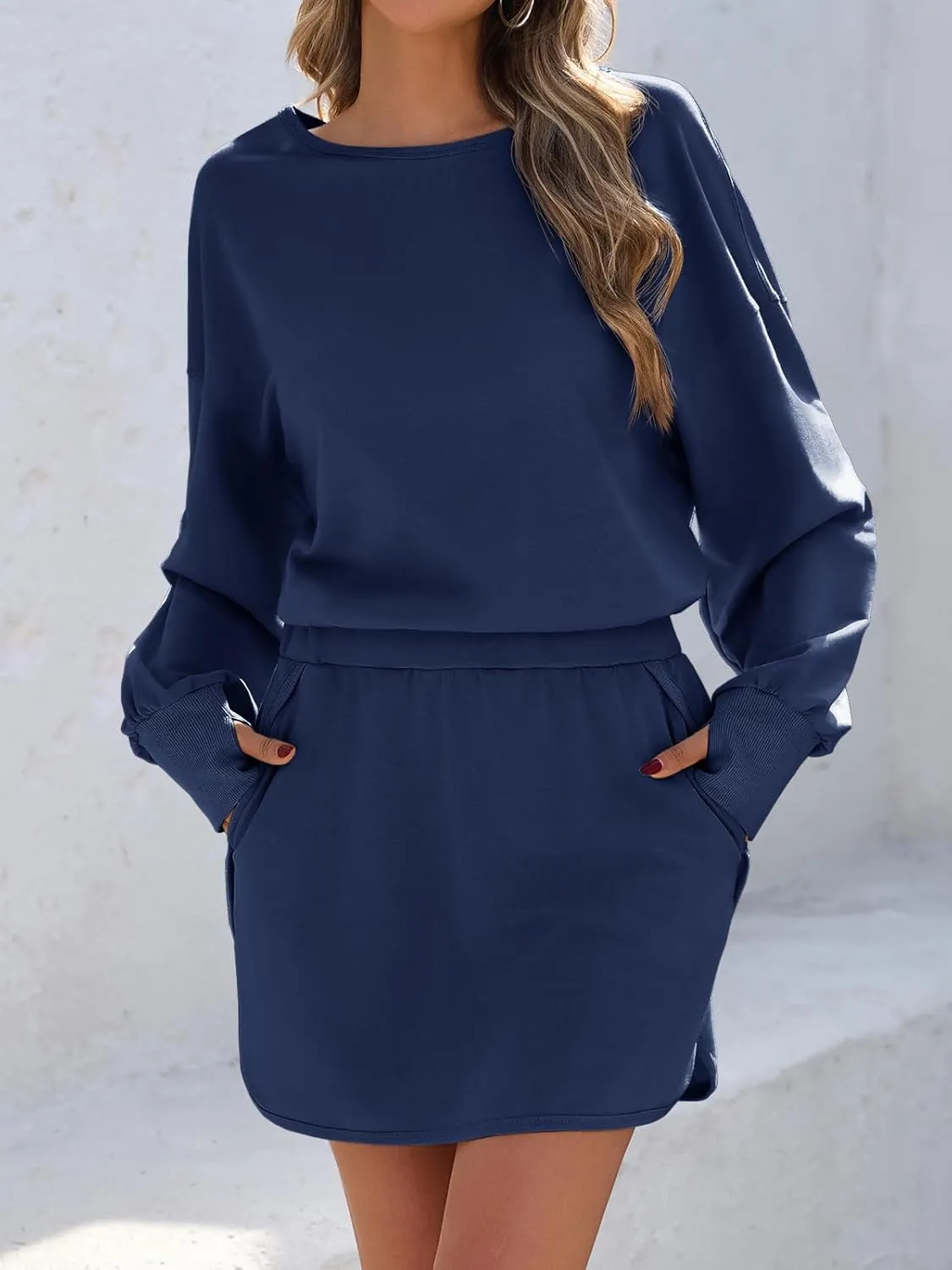 Fisoew Womens Long Sleeve Athletic Dress Backless Keyhole Built-in Shorts Oversized Workout Active Skort Dresses