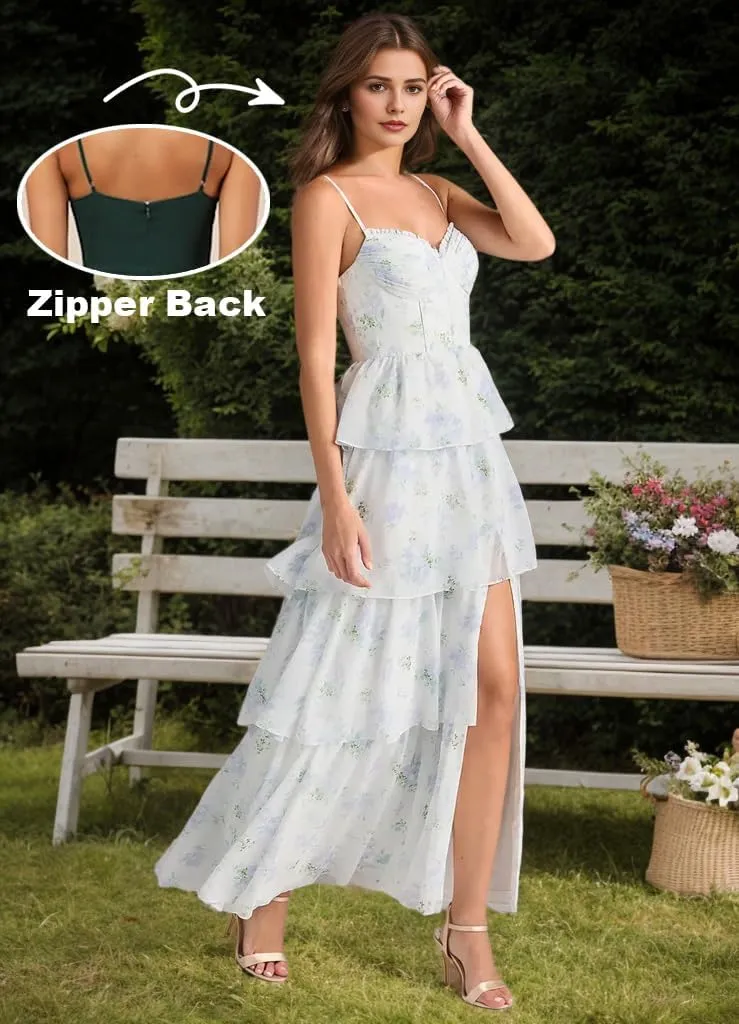 Floral Bridesmaid Dresses Floral Prom Dresses for Women 2025 Long Chiffon Formal Evening Gowns HGR106