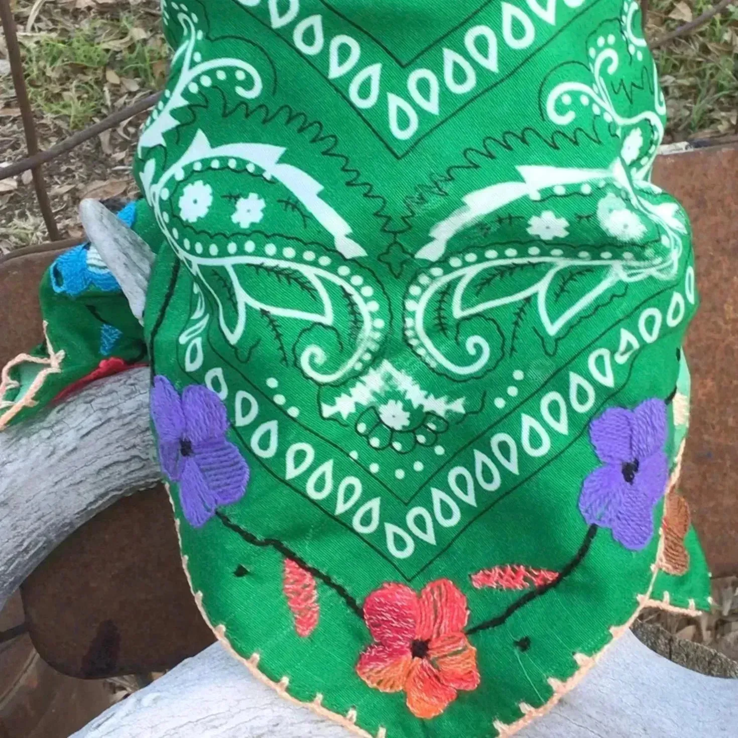 Floral Embroidered Bandana
