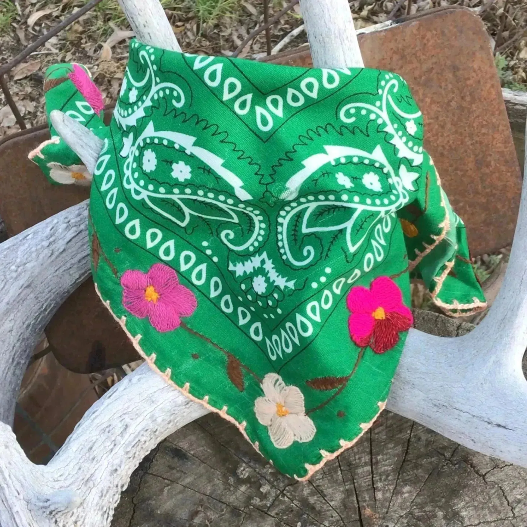 Floral Embroidered Bandana