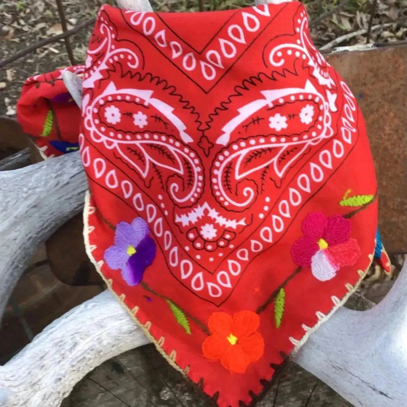 Floral Embroidered Bandana