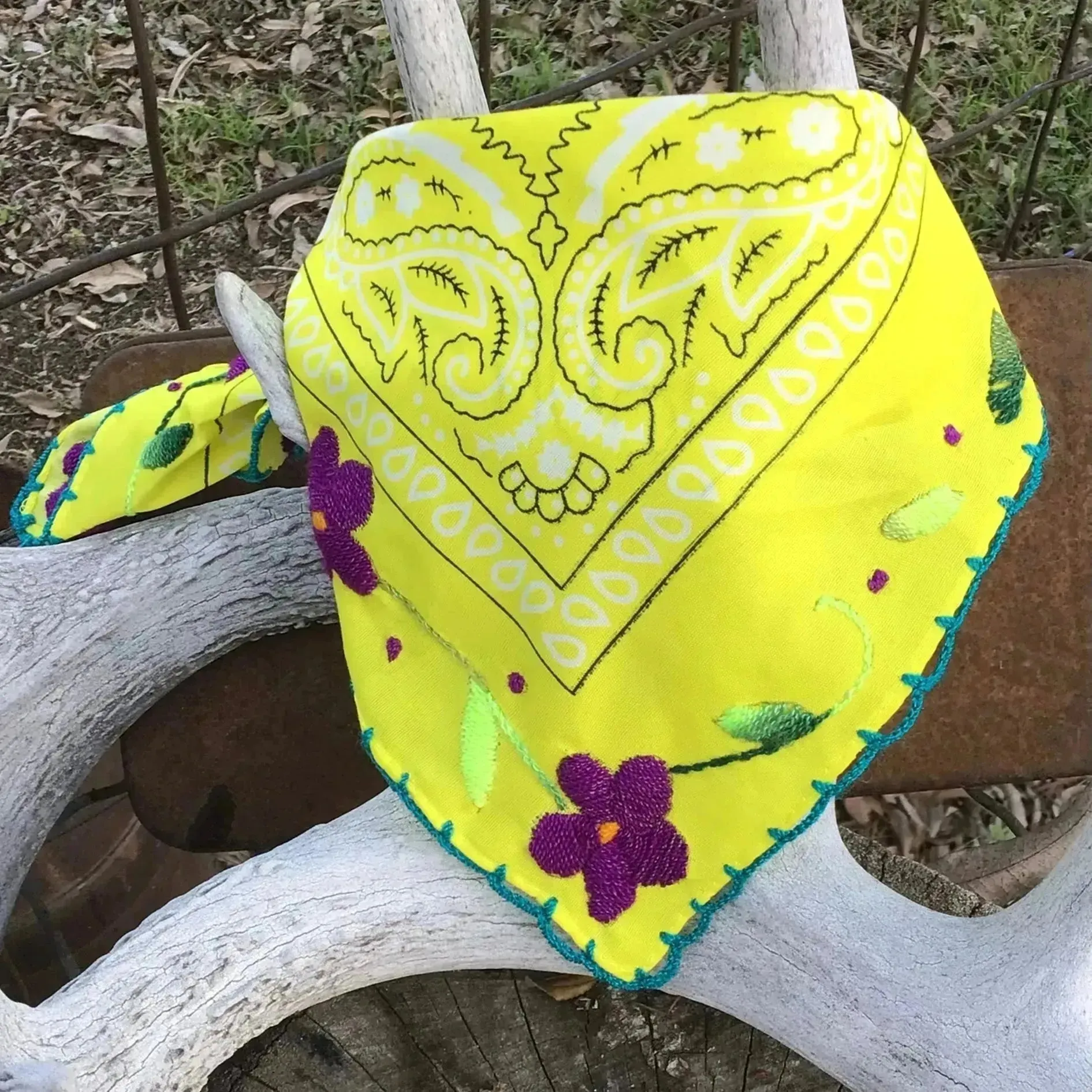 Floral Embroidered Bandana