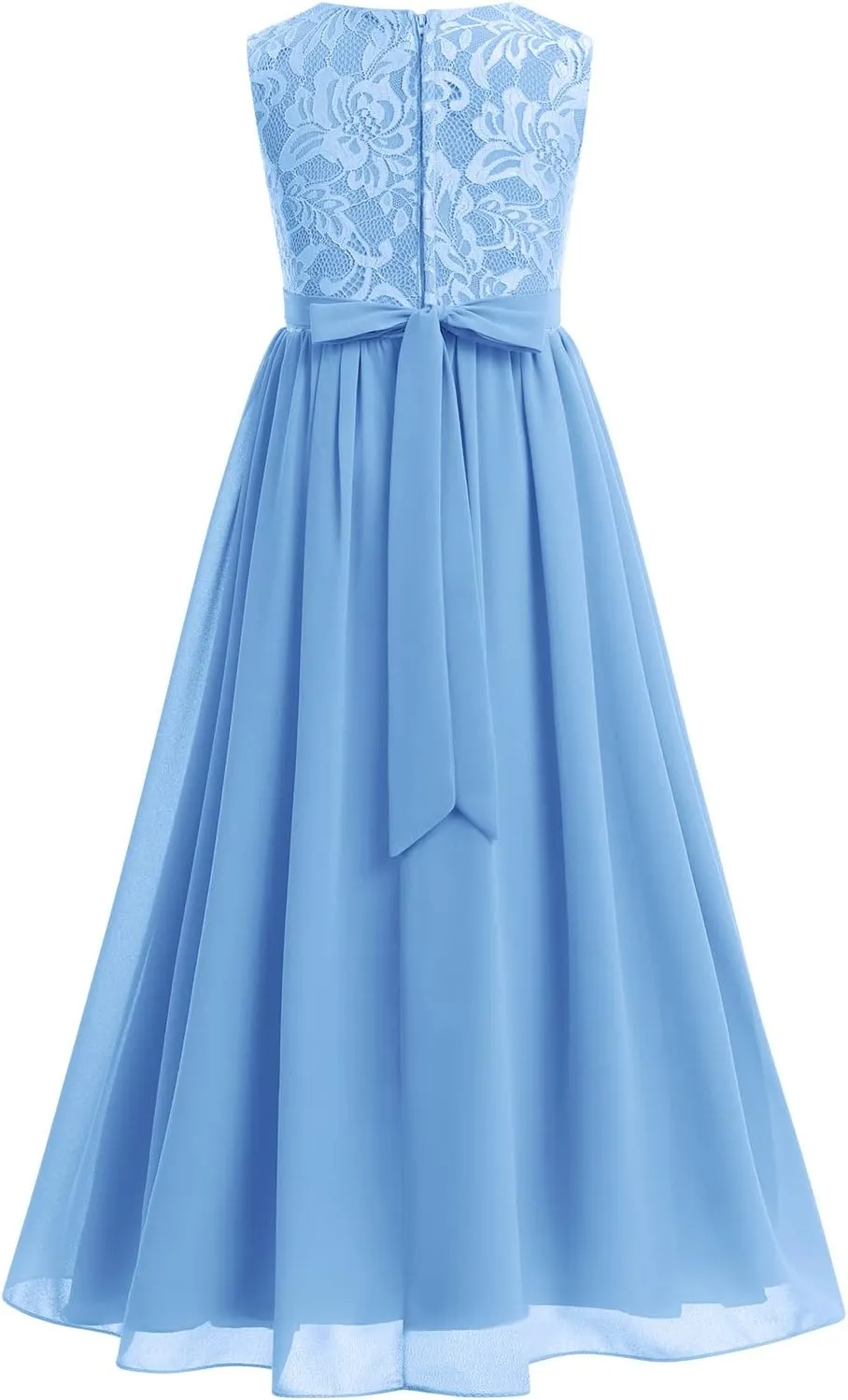 Flower Girl Dresses Junior Wedding Bridesmaid Prom Party Chiffon Floral Lace Flowy Maxi Princess Pageant Long Communion Gown