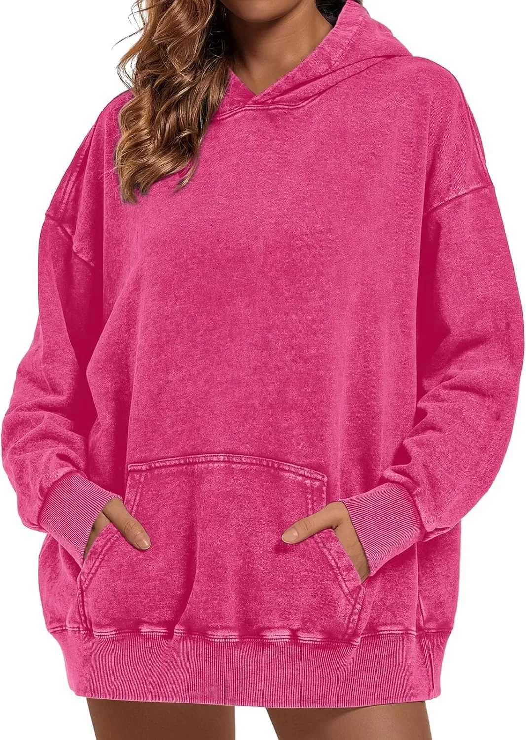 FZVYD Womens Hoodies Pullover Oversized Hoodie Cotton Hooded Couples Vintage 2024 Trendy Washed Streetwear Sweatshirt Tops