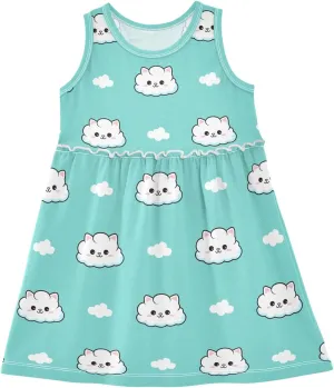 Girls Sleeveless Dress Casual Tank Play Dress Summer Sundress for Toddler Little Girl 2-8 Years