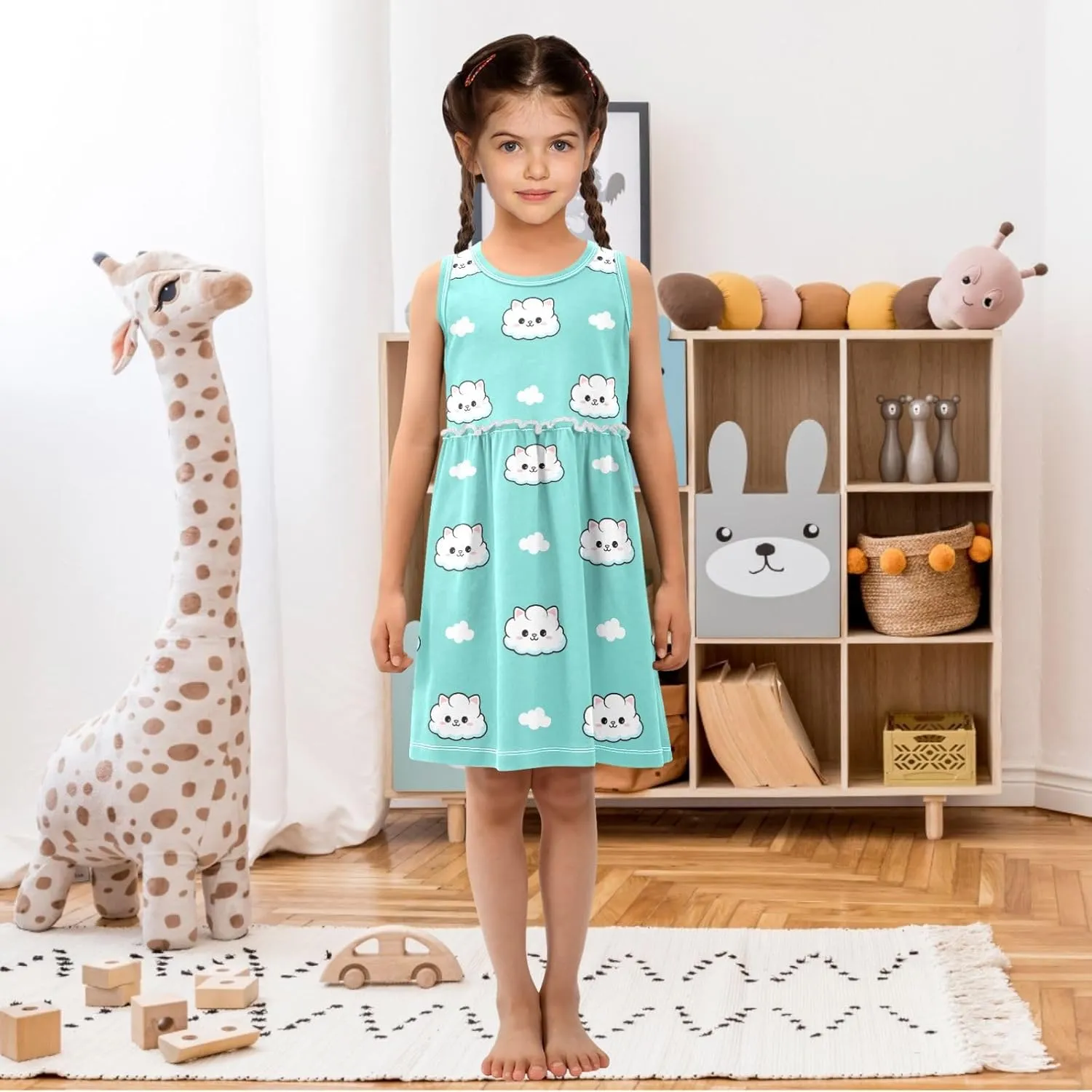 Girls Sleeveless Dress Casual Tank Play Dress Summer Sundress for Toddler Little Girl 2-8 Years