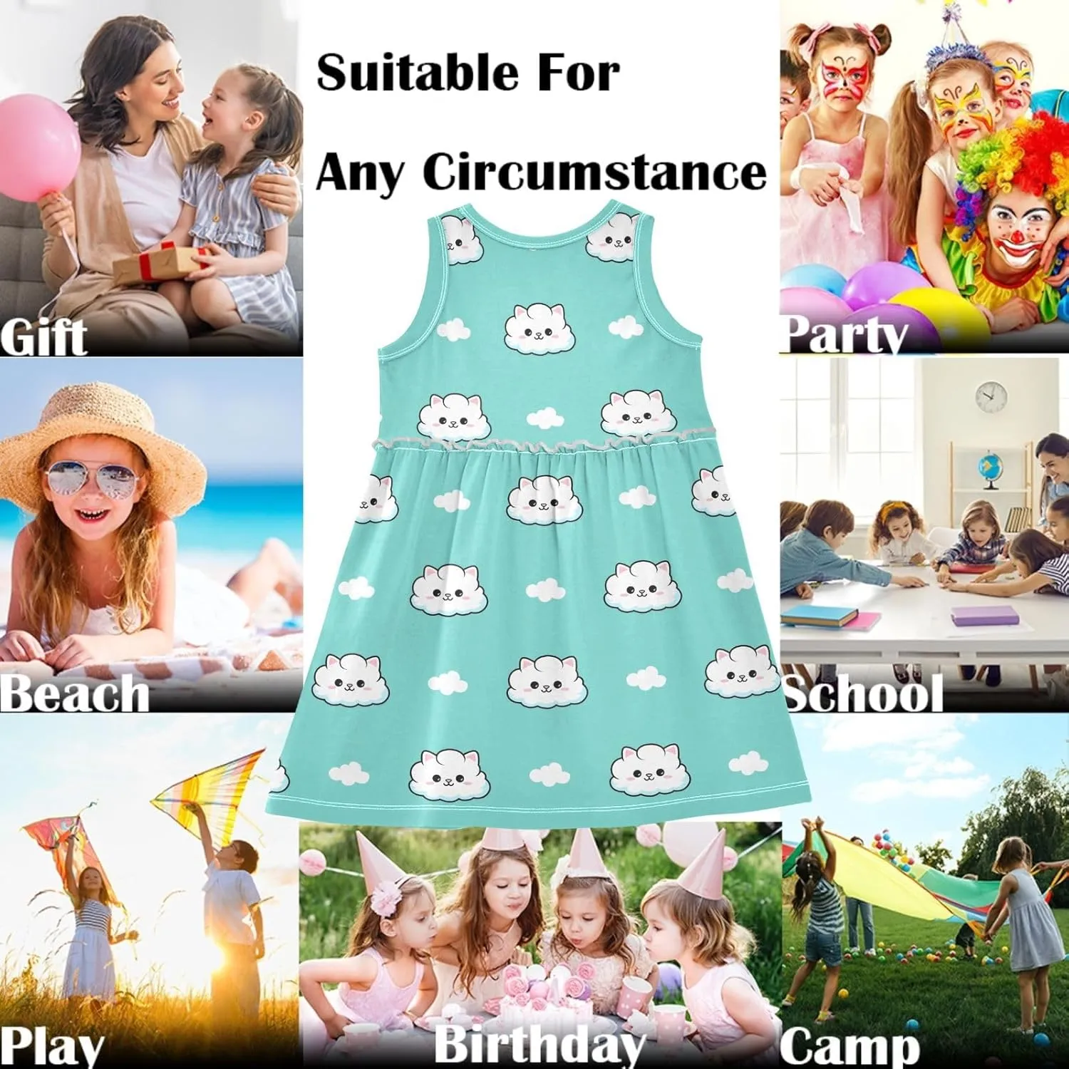 Girls Sleeveless Dress Casual Tank Play Dress Summer Sundress for Toddler Little Girl 2-8 Years