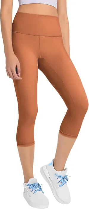 Gnainach Girls Capri Leggings High Waisted Compression Pants Stretch Active Yoga Tights for Kids Teen Workout Running