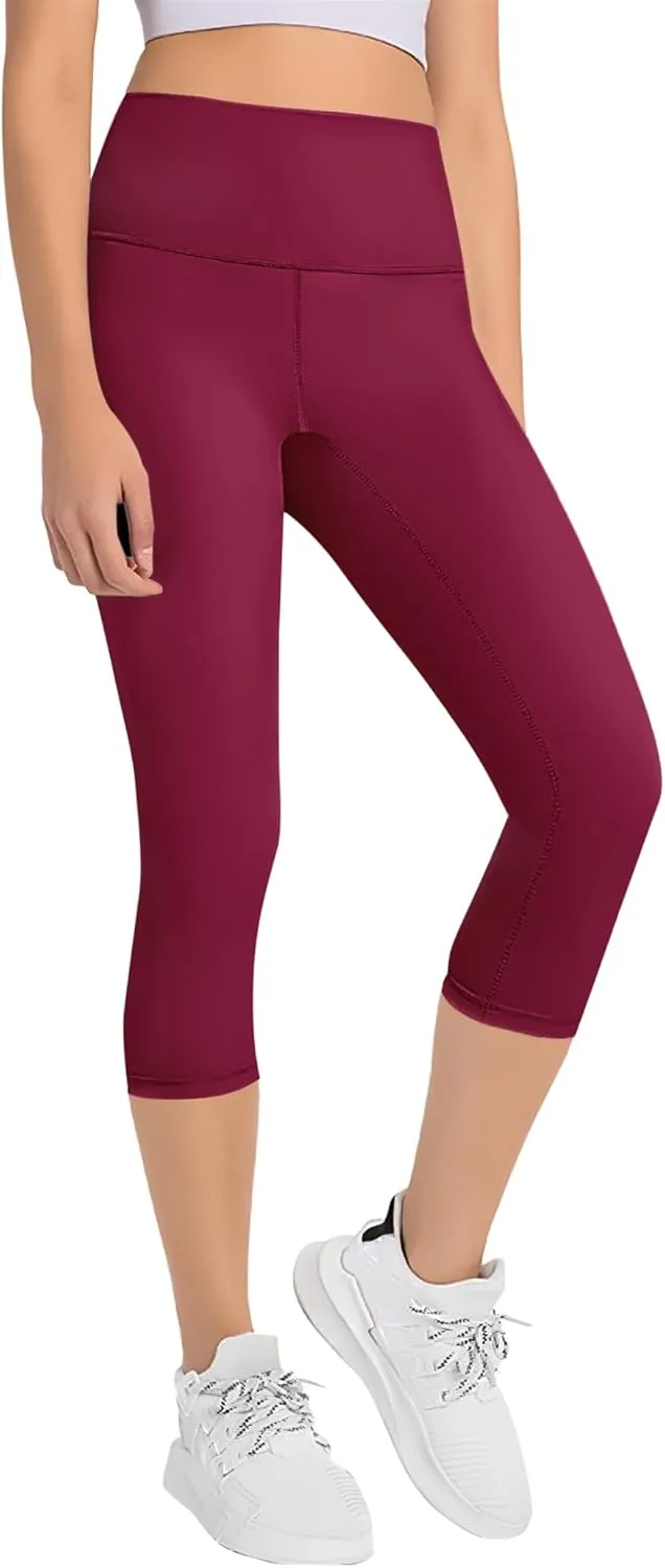 Gnainach Girls Capri Leggings High Waisted Compression Pants Stretch Active Yoga Tights for Kids Teen Workout Running
