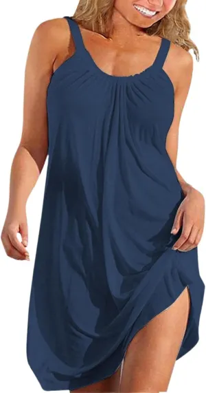Hawaiian Dresses for Women 2025 Trendy Sleeveless Vacation Mini Dress Plus Size Casual Summer Boho Beach Sundresses