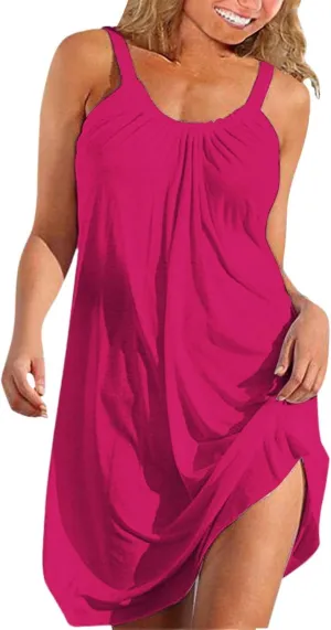 Hawaiian Dresses for Women 2025 Trendy Sleeveless Vacation Mini Dress Plus Size Casual Summer Boho Beach Sundresses