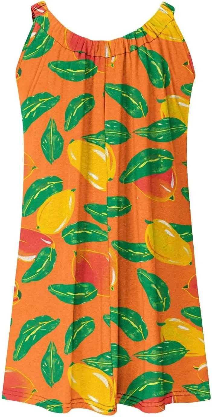 Hawaiian Dresses for Women Summer Floral Sleeveless Mini Dress Casual Swing Beach Cover Ups Vacation Tank Sundress